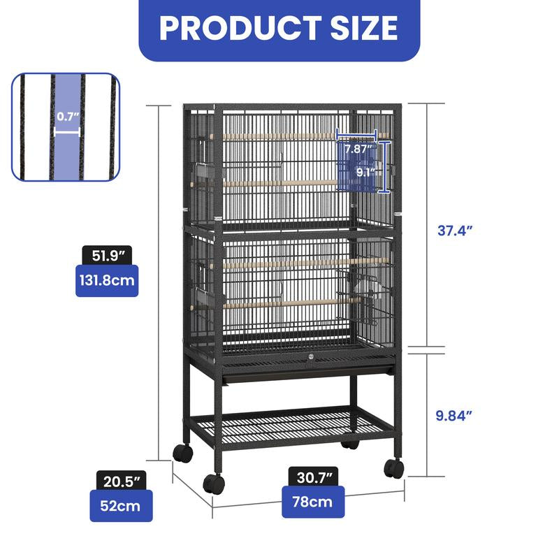 YITAHOME 53/52 Inches Birdcage Cover and Bird Cage Seed Catcher, Bird Cages for Parakeets, Parrot, Cockatiel, Pigeon, Flight Cage for Birds