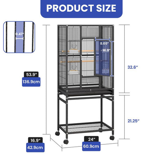 YITAHOME 53/52 Inches Birdcage Cover and Bird Cage Seed Catcher, Bird Cages for Parakeets, Parrot, Cockatiel, Pigeon, Flight Cage for Birds