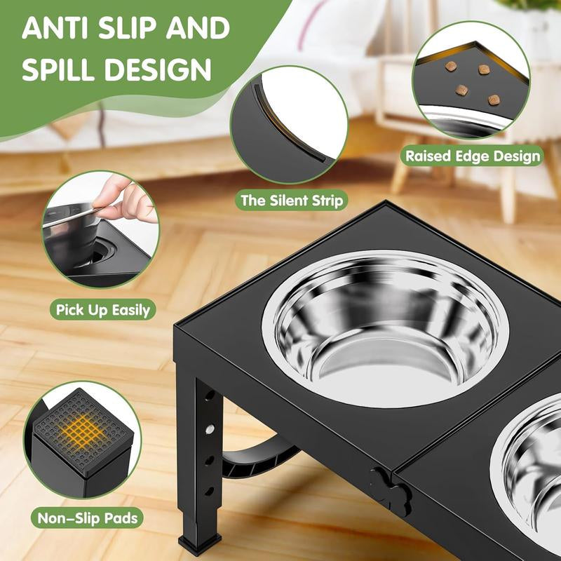 Elevated Bowls Large Breed Raised Bowl Stands Large Medium Sized 2 Large Elevated Water Bowl Stand Set Black Raised Pet Feeder Adjustable Dish Station 9/11/12/14In