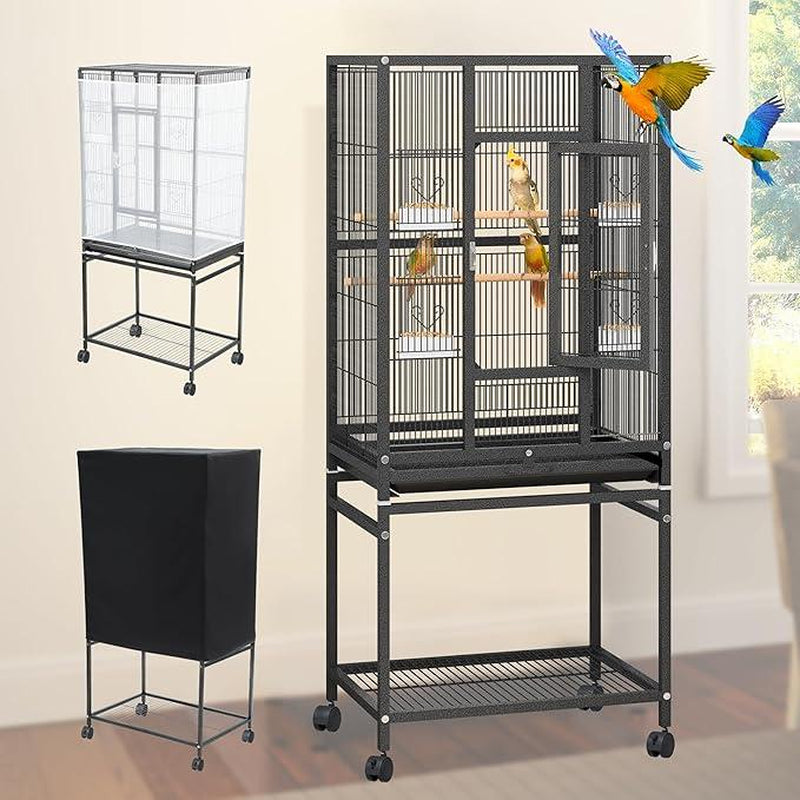 YITAHOME 53/52 Inches Birdcage Cover and Bird Cage Seed Catcher, Bird Cages for Parakeets, Parrot, Cockatiel, Pigeon, Flight Cage for Birds