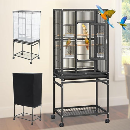 YITAHOME 53/52 Inches Birdcage Cover and Bird Cage Seed Catcher, Bird Cages for Parakeets, Parrot, Cockatiel, Pigeon, Flight Cage for Birds