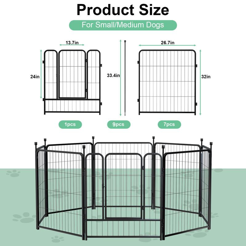 Anyask 24-50 Inch 4-16 Panels Dog Playpen, Foldable Metal Exercise Puppy Playpen, Patented Corral Para Perros, Garden Fence for Yard Landscape Patio Outdoor Decor RV Camping