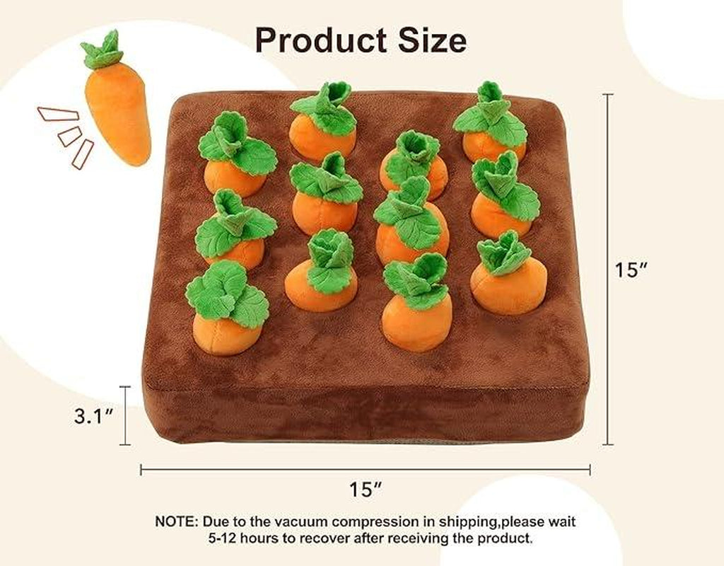 Pet Zen Interactive Carrot Snuffle Mat with 12 Squeaking Carrots Dog Puzzle Cats Toys