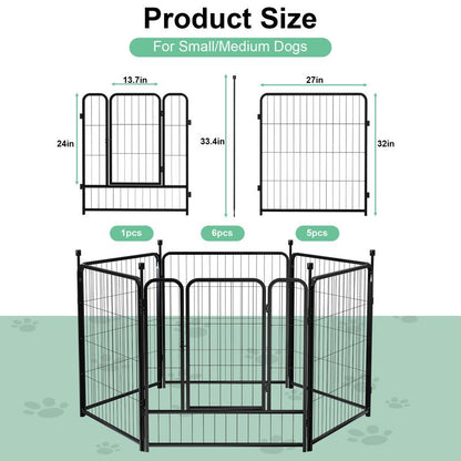 Anyask 24-50 Inch 4-16 Panels Dog Playpen, Foldable Metal Exercise Puppy Playpen, Patented Corral Para Perros, Garden Fence for Yard Landscape Patio Outdoor Decor RV Camping