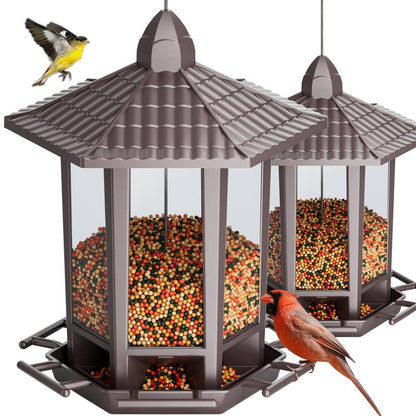 Birdream 2 Pack Bird Feeders for Outdoor Hanging, Retro Pagoda Design Fun Installation Bird Feeder, Attracting Wild Birds Chickadees Goldfinches Cardinals Finches and Sparrows
