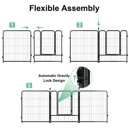 Anyask 24-50 Inch 4-16 Panels Dog Playpen, Foldable Metal Exercise Puppy Playpen, Patented Corral Para Perros, Garden Fence for Yard Landscape Patio Outdoor Decor RV Camping