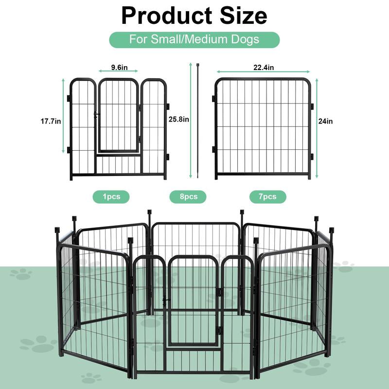 Anyask 24-50 Inch 4-16 Panels Dog Playpen, Foldable Metal Exercise Puppy Playpen, Patented Corral Para Perros, Garden Fence for Yard Landscape Patio Outdoor Decor RV Camping