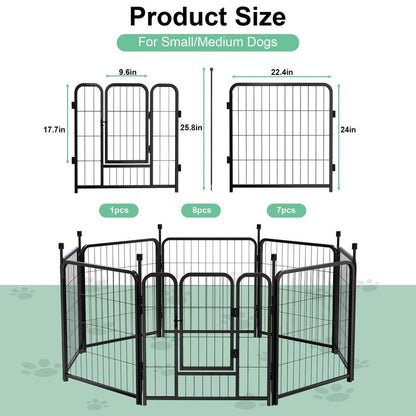 Anyask 24-50 Inch 4-16 Panels Dog Playpen, Foldable Metal Exercise Puppy Playpen, Patented Corral Para Perros, Garden Fence for Yard Landscape Patio Outdoor Decor RV Camping