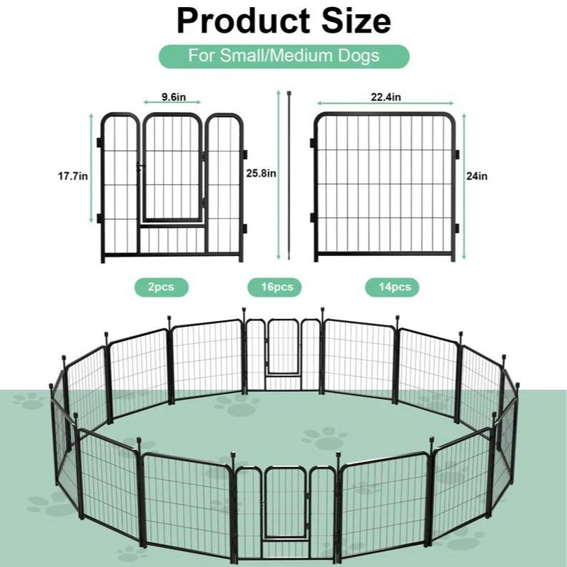 Anyask 24-50 Inch 4-16 Panels Dog Playpen, Foldable Metal Exercise Puppy Playpen, Patented Corral Para Perros, Garden Fence for Yard Landscape Patio Outdoor Decor RV Camping