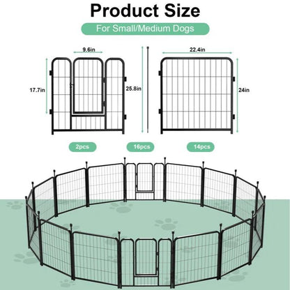 Anyask 24-50 Inch 4-16 Panels Dog Playpen, Foldable Metal Exercise Puppy Playpen, Patented Corral Para Perros, Garden Fence for Yard Landscape Patio Outdoor Decor RV Camping