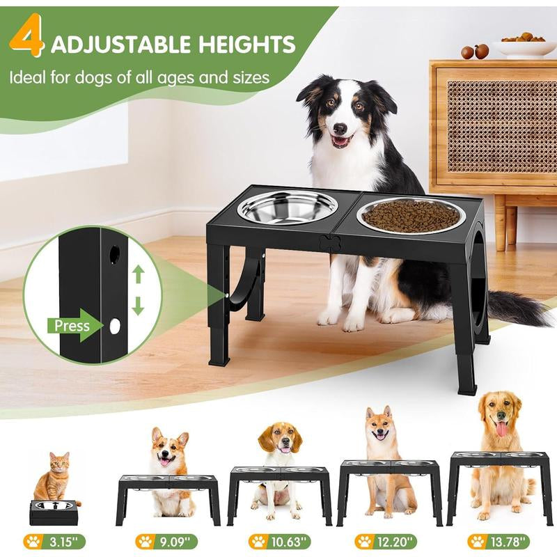 Elevated Bowls Large Breed Raised Bowl Stands Large Medium Sized 2 Large Elevated Water Bowl Stand Set Black Raised Pet Feeder Adjustable Dish Station 9/11/12/14In
