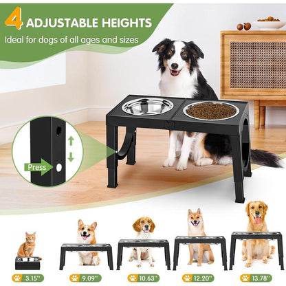 Elevated Bowls Large Breed Raised Bowl Stands Large Medium Sized 2 Large Elevated Water Bowl Stand Set Black Raised Pet Feeder Adjustable Dish Station 9/11/12/14In