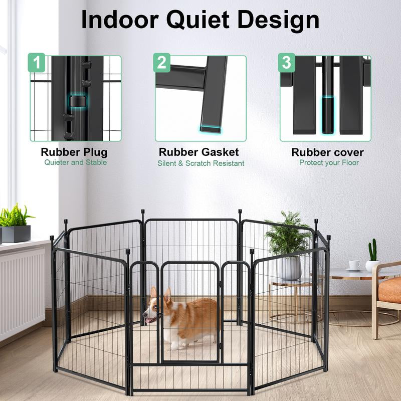 Anyask 24-50 Inch 4-16 Panels Dog Playpen, Foldable Metal Exercise Puppy Playpen, Patented Corral Para Perros, Garden Fence for Yard Landscape Patio Outdoor Decor RV Camping