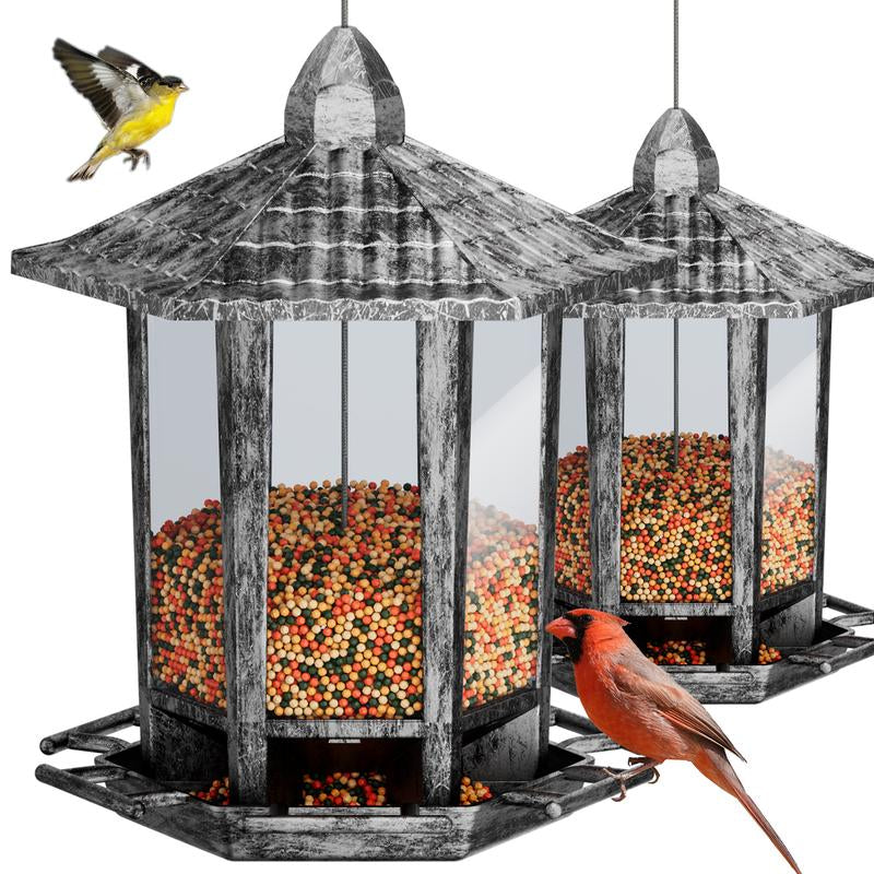 Birdream 2 Pack Bird Feeders for Outdoor Hanging, Retro Pagoda Design Fun Installation Bird Feeder, Attracting Wild Birds Chickadees Goldfinches Cardinals Finches and Sparrows