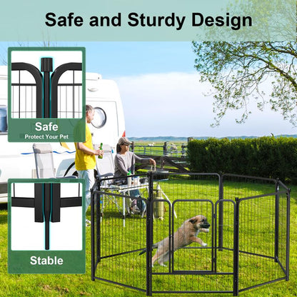 Anyask 24-50 Inch 4-16 Panels Dog Playpen, Foldable Metal Exercise Puppy Playpen, Patented Corral Para Perros, Garden Fence for Yard Landscape Patio Outdoor Decor RV Camping