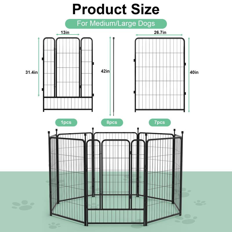 Anyask 24-50 Inch 4-16 Panels Dog Playpen, Foldable Metal Exercise Puppy Playpen, Patented Corral Para Perros, Garden Fence for Yard Landscape Patio Outdoor Decor RV Camping