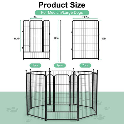 Anyask 24-50 Inch 4-16 Panels Dog Playpen, Foldable Metal Exercise Puppy Playpen, Patented Corral Para Perros, Garden Fence for Yard Landscape Patio Outdoor Decor RV Camping