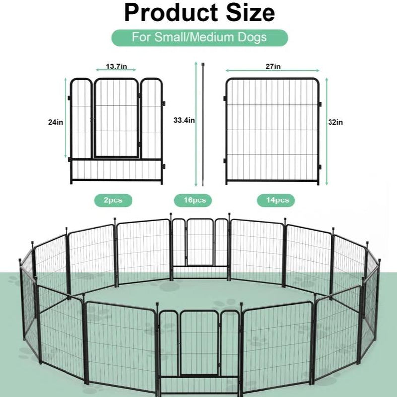 Anyask 24-50 Inch 4-16 Panels Dog Playpen, Foldable Metal Exercise Puppy Playpen, Patented Corral Para Perros, Garden Fence for Yard Landscape Patio Outdoor Decor RV Camping