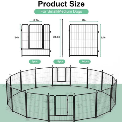 Anyask 24-50 Inch 4-16 Panels Dog Playpen, Foldable Metal Exercise Puppy Playpen, Patented Corral Para Perros, Garden Fence for Yard Landscape Patio Outdoor Decor RV Camping