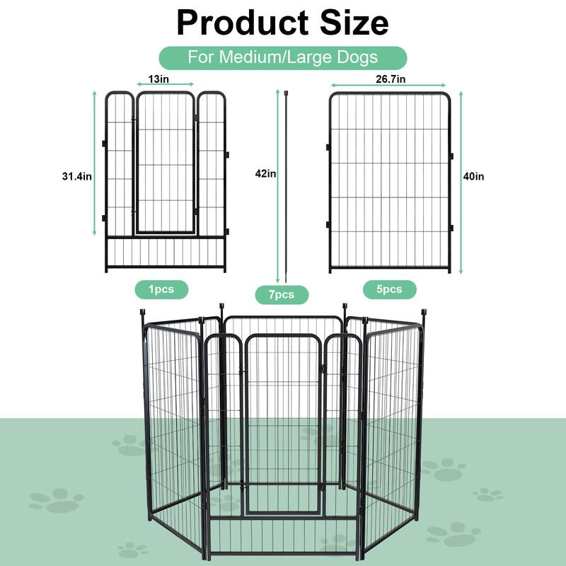 Anyask 24-50 Inch 4-16 Panels Dog Playpen, Foldable Metal Exercise Puppy Playpen, Patented Corral Para Perros, Garden Fence for Yard Landscape Patio Outdoor Decor RV Camping