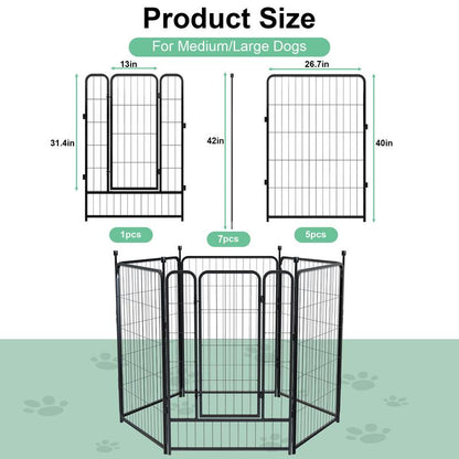 Anyask 24-50 Inch 4-16 Panels Dog Playpen, Foldable Metal Exercise Puppy Playpen, Patented Corral Para Perros, Garden Fence for Yard Landscape Patio Outdoor Decor RV Camping
