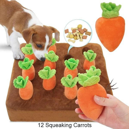 Pet Zen Interactive Carrot Snuffle Mat with 12 Squeaking Carrots Dog Puzzle Cats Toys