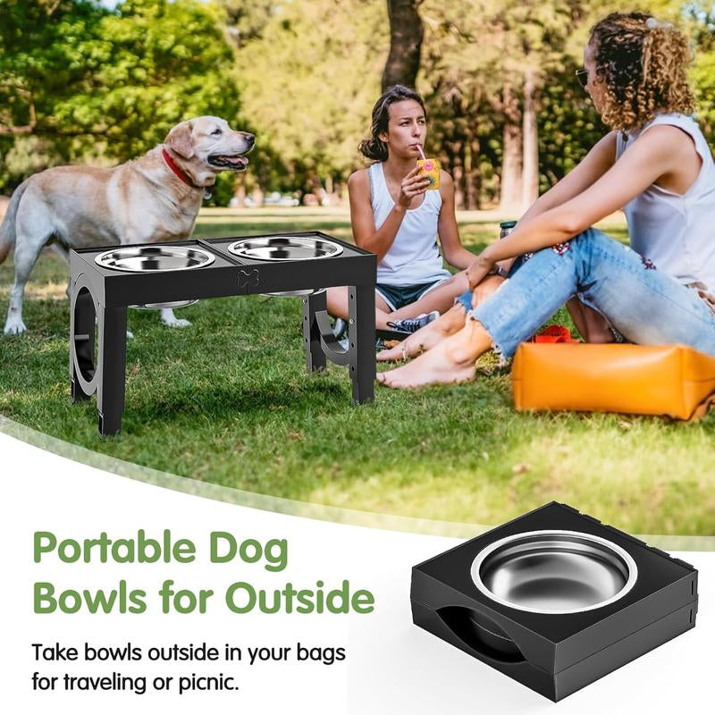 Elevated Bowls Large Breed Raised Bowl Stands Large Medium Sized 2 Large Elevated Water Bowl Stand Set Black Raised Pet Feeder Adjustable Dish Station 9/11/12/14In
