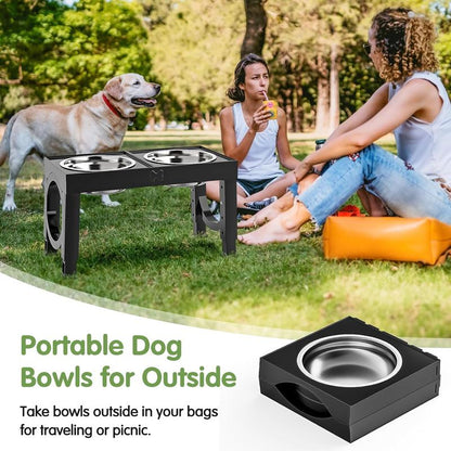 Elevated Bowls Large Breed Raised Bowl Stands Large Medium Sized 2 Large Elevated Water Bowl Stand Set Black Raised Pet Feeder Adjustable Dish Station 9/11/12/14In