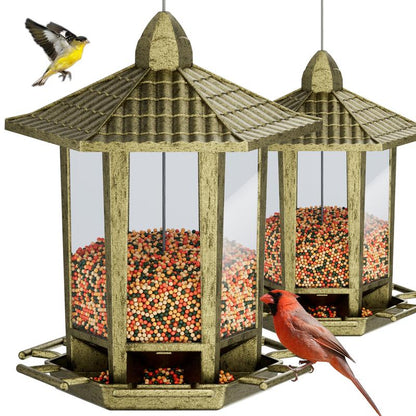 Birdream 2 Pack Bird Feeders for Outdoor Hanging, Retro Pagoda Design Fun Installation Bird Feeder, Attracting Wild Birds Chickadees Goldfinches Cardinals Finches and Sparrows