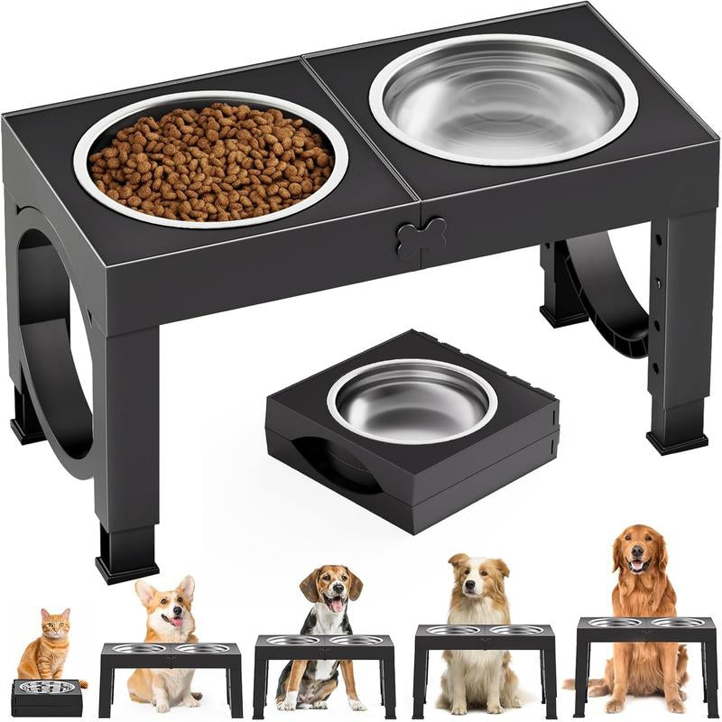 Elevated Bowls Large Breed Raised Bowl Stands Large Medium Sized 2 Large Elevated Water Bowl Stand Set Black Raised Pet Feeder Adjustable Dish Station 9/11/12/14In