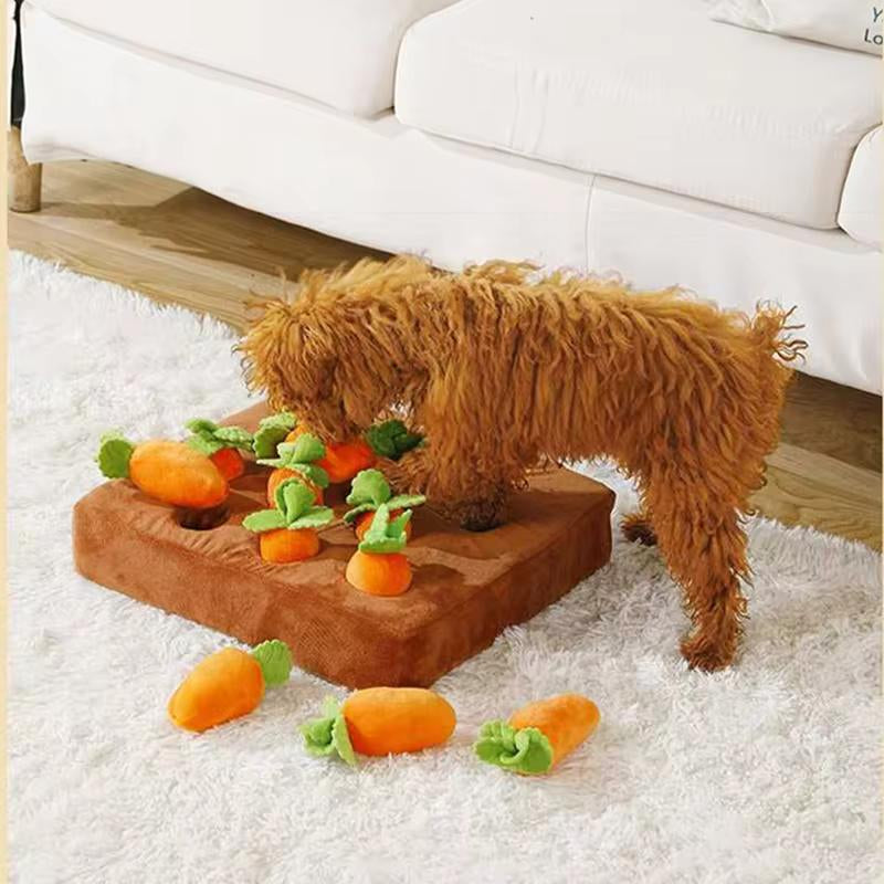 Pet Zen Interactive Carrot Snuffle Mat with 12 Squeaking Carrots Dog Puzzle Cats Toys