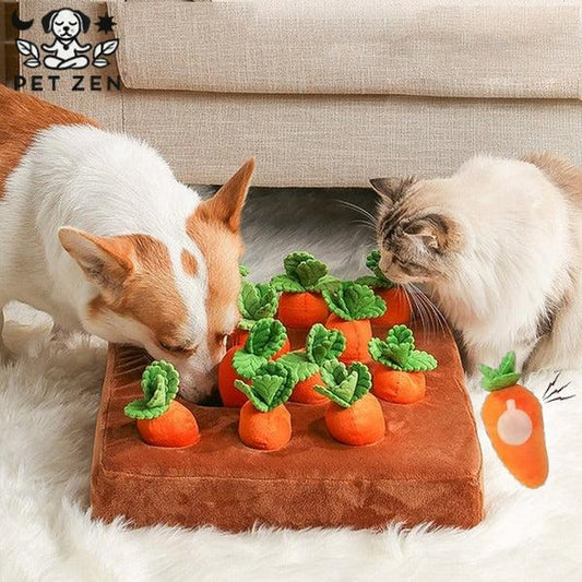 Pet Zen Interactive Carrot Snuffle Mat with 12 Squeaking Carrots Dog Puzzle Cats Toys