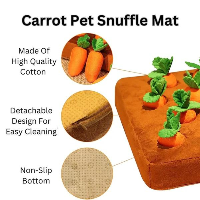 Pet Zen Interactive Carrot Snuffle Mat with 12 Squeaking Carrots Dog Puzzle Cats Toys