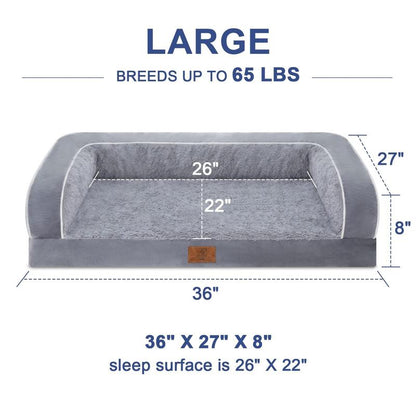 Dog Beds for Large Dogs, Washable Dog Bed Sofa with Removable Cover, Waterproof Dog Bed Couch with Nonslip Bottom, High Bolster Dog Bed, Orthopedic Dog Bed