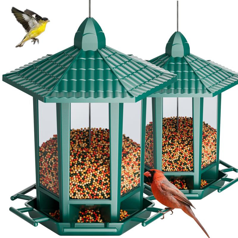 Birdream 2 Pack Bird Feeders for Outdoor Hanging, Retro Pagoda Design Fun Installation Bird Feeder, Attracting Wild Birds Chickadees Goldfinches Cardinals Finches and Sparrows