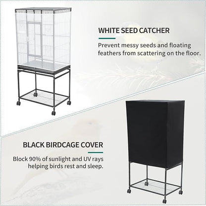 YITAHOME 53/52 Inches Birdcage Cover and Bird Cage Seed Catcher, Bird Cages for Parakeets, Parrot, Cockatiel, Pigeon, Flight Cage for Birds