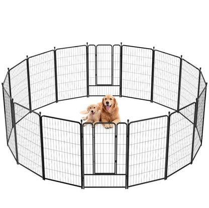 Anyask 24-50 Inch 4-16 Panels Dog Playpen, Foldable Metal Exercise Puppy Playpen, Patented Corral Para Perros, Garden Fence for Yard Landscape Patio Outdoor Decor RV Camping