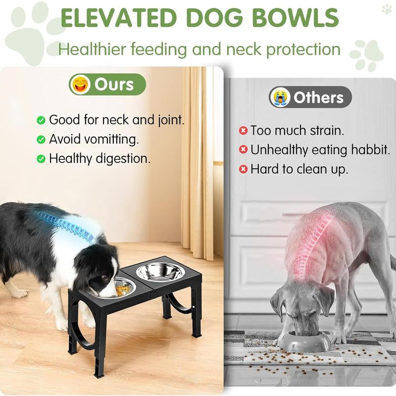 Elevated Bowls Large Breed Raised Bowl Stands Large Medium Sized 2 Large Elevated Water Bowl Stand Set Black Raised Pet Feeder Adjustable Dish Station 9/11/12/14In