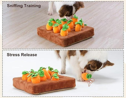 Pet Zen Interactive Carrot Snuffle Mat with 12 Squeaking Carrots Dog Puzzle Cats Toys
